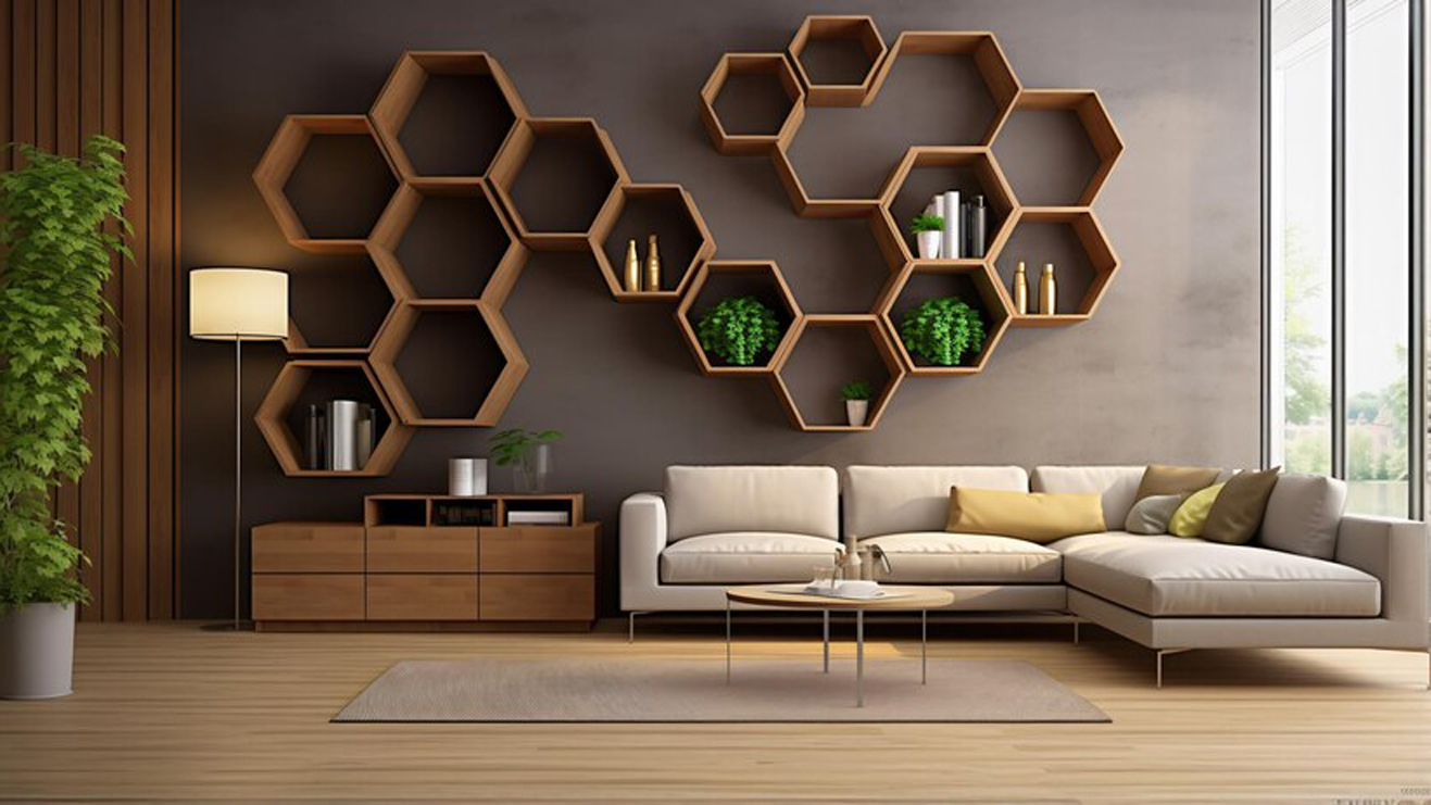 Hexagon Wall Decor Living Room Design